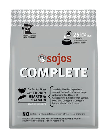 Sojos Complete Turkey & Salmon Recipe Senior Grain-Free Freeze-Dried Raw Dog Food, 7 Pound Bag