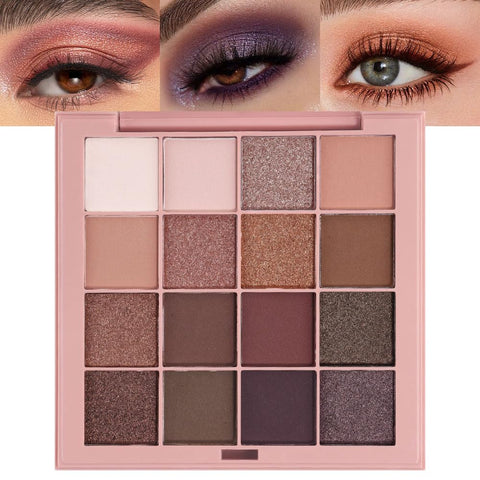 CAKAILA 16Color Nude Rose Gold Borwn Colorful Eyeshadow Palettes Makeup,Korean Natural Neutral Eye Shadow Highly Pigmented Naturing-Looking Long Lasting Waterproof Blendable