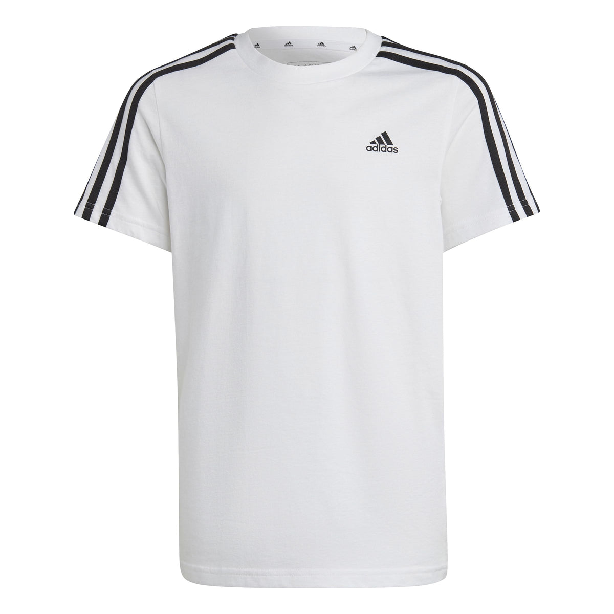 adidas Unisex Kids Essentials 3-Stripes Cotton Tee, White/Black, 9-10 Years