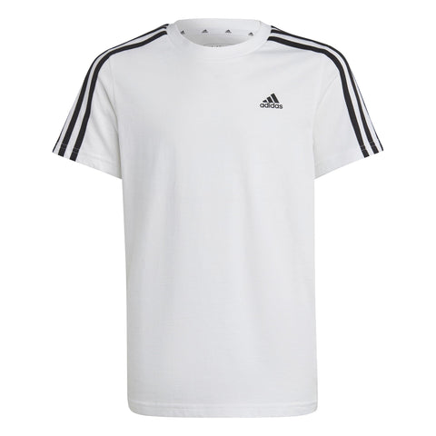 adidas Unisex Kids Essentials 3-Stripes Cotton Tee, White/Black, 9-10 Years