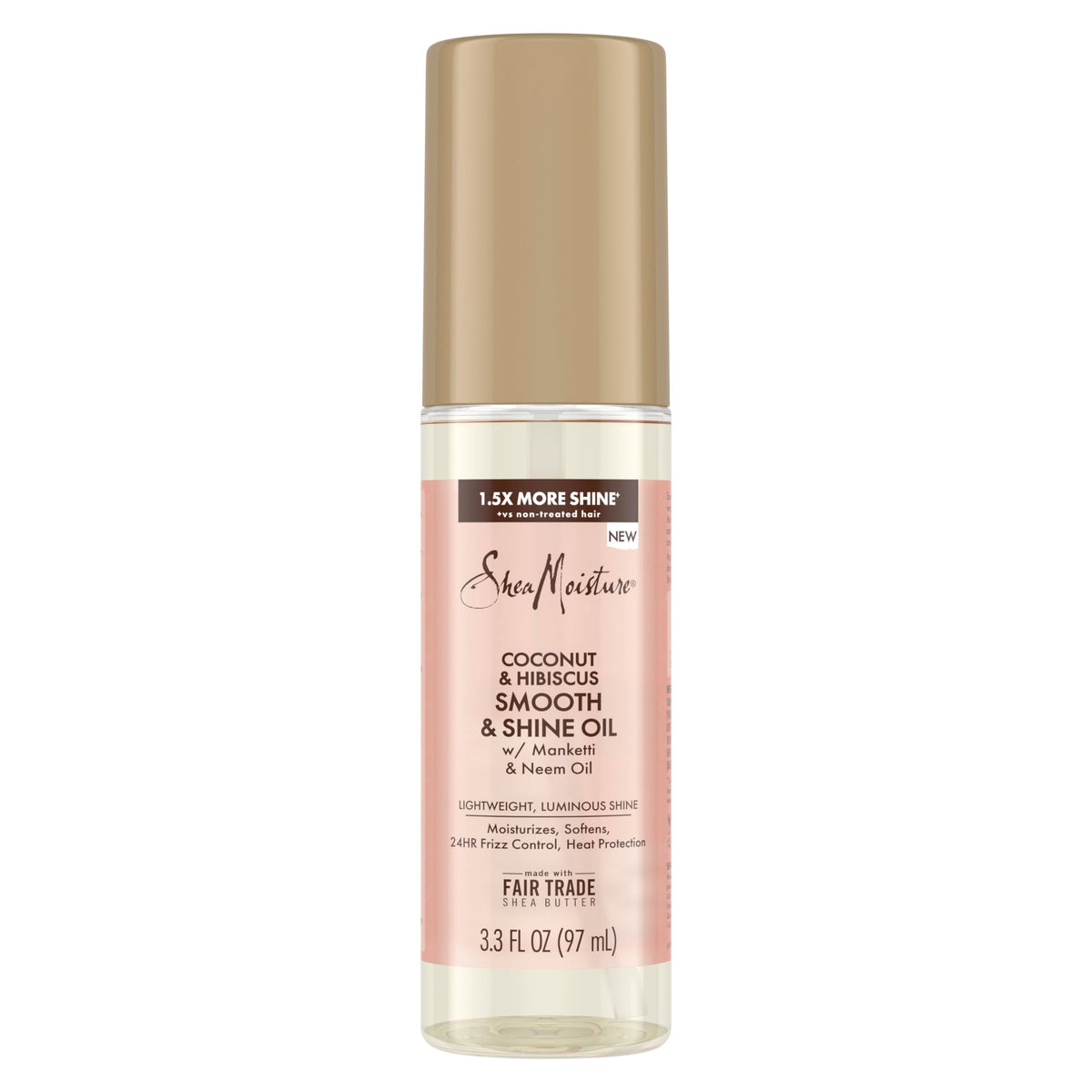 Shea Moisture Smooth & Shine Oil Coconut & Hibiscus for Lightweight, Luminous Shine, 3.3 oz
