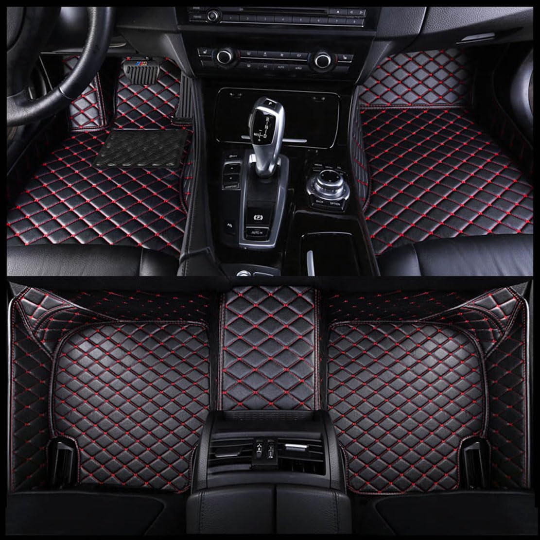 ORBHES Car Floor Mats,Compatible with Skoda Kodiaq 7seats 2017-2023,Full-coverage protective non-slip floor mats,A-black-red