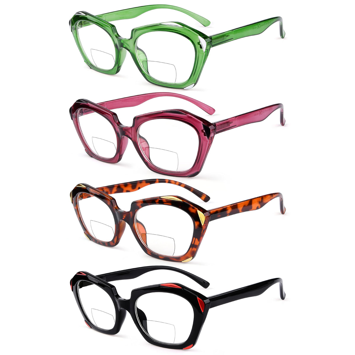 Eyekepper 4-pack Bifocal Reading Glasses for Women Oval Lens Bi-focal Readers +1.5