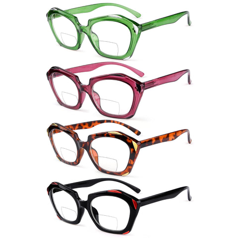 Eyekepper 4-pack Bifocal Reading Glasses for Women Oval Lens Bi-focal Readers +1.5