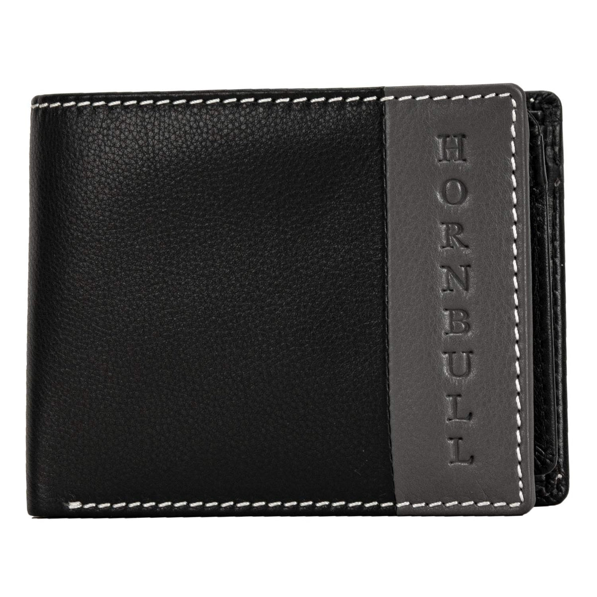 HORNBULL Denial Leather Wallet for Men | Wallets Men with RFID Blocking | Mens Wallet, MW155-BLK/GRY, Two Fold Wallet