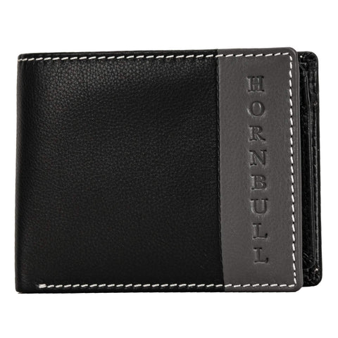 HORNBULL Denial Leather Wallet for Men | Wallets Men with RFID Blocking | Mens Wallet, MW155-BLK/GRY, Two Fold Wallet