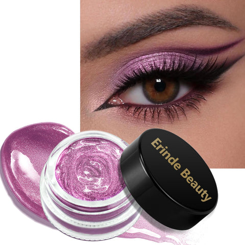 Erinde Shimmer Glitter Cream Eyeshadow, Smooth Metallic Creamy Eye Shadows, Highly Pigmented, Waterproof & Long Lasting Glitter Eyeshadow Eyeliner Highlighter for Women, 02# Dream Purple