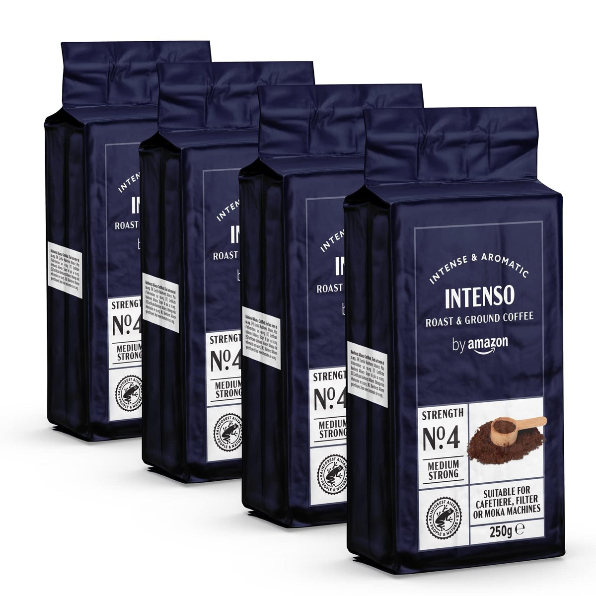 by Amazon Ground Coffee CaffÃƒÆ’Ã†â€™Ãƒâ€ Ã¢â‚¬â„¢ÃƒÆ’Ã¢â‚¬Â ÃƒÂ¢Ã¢â€šÂ¬Ã¢â€žÂ¢ÃƒÆ’Ã†â€™ÃƒÂ¢Ã¢â€šÂ¬Ã…Â¡ÃƒÆ’Ã¢â‚¬Å¡Ãƒâ€šÃ‚Â¨ Intenso, Light Roast,1kg (4 Packs of 250g) - Rainforest Alliance Certified
