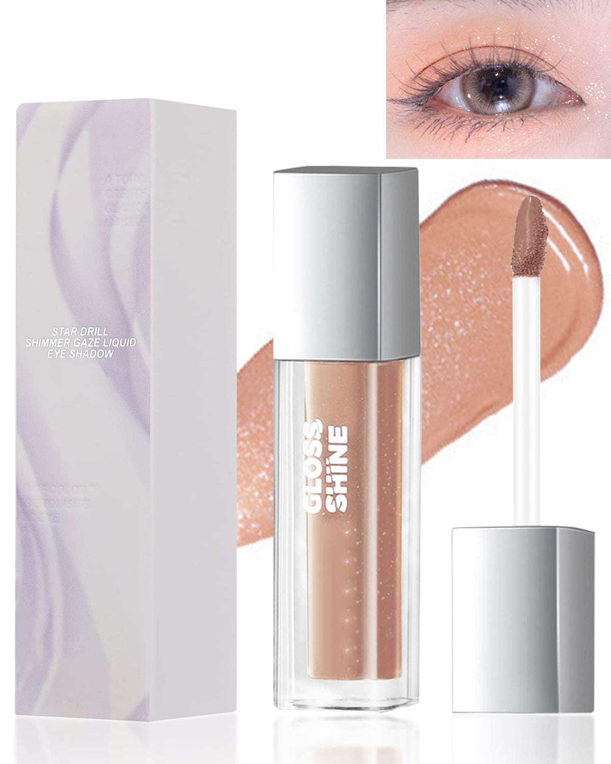 LYSdefeu Glitter Cream Liquid Eyeshadow, Shimmer High Pigmented Eye Shadow Stick, Neutral Cream Velvet Eyeshadow, Long Lasting Waterproof Korean Eye Makeup,Christmas Gift for Girl Women-04