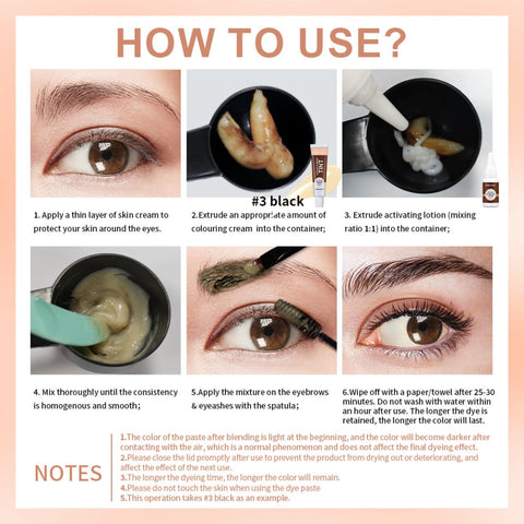 Eyelash and Brow Tint Kit, Natural Volumizing Eyebrow & Eyelash Color Kit, Long-lasting for 4-8 Weeks, Waterproof and Non-fading, DIY Use At Salon Or Home Professional Eyelash Treatment (Black)