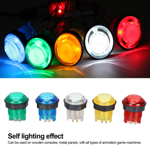 Leapiture Arcade Buttons, 5pcs Arcade Game Push Buttons Professional LED Illuminated 5V 12V Game Buttons Built in Switch for Arcade Machine Games DIY Kit Parts(12V)