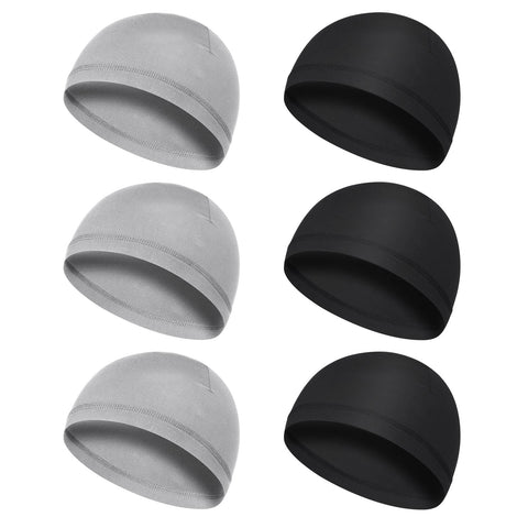 Yolev 6 PCS Sets of Skull Cap Running Cap Sweat Cap Milk Hats Milk Silk Cycling Helmet Liner for Men