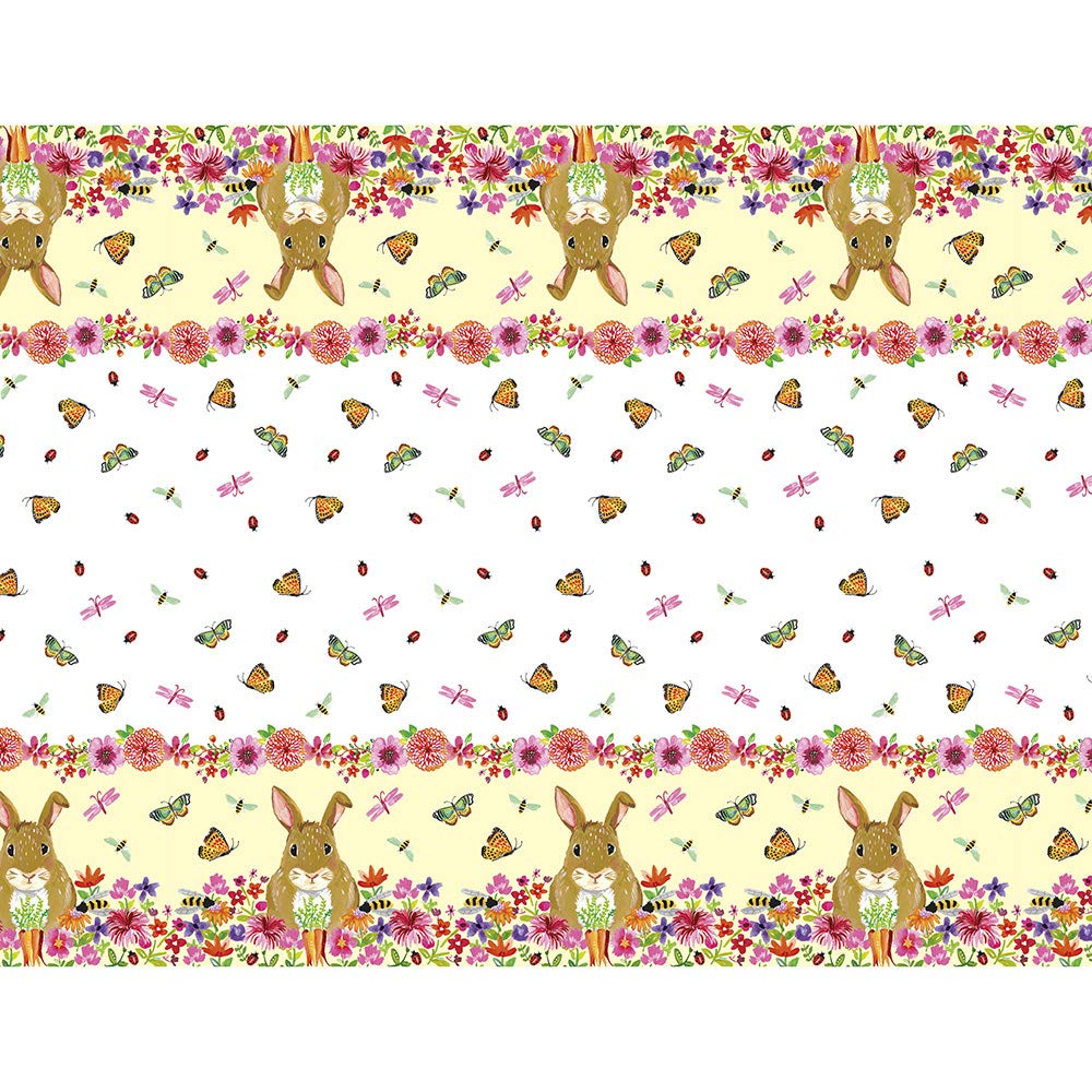 Floral Easter Bunny Rectangular Plastic Table Cover | 54" x 84" | 1 Pc
