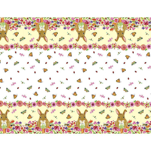 Floral Easter Bunny Rectangular Plastic Table Cover | 54" x 84" | 1 Pc