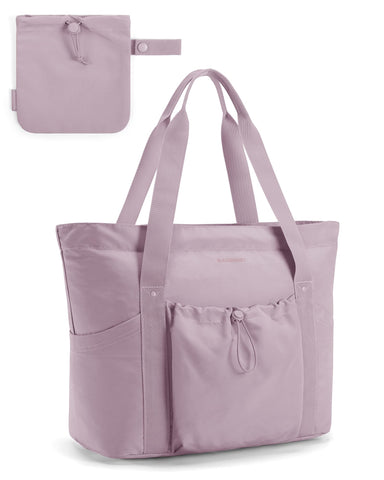 BAGSMART Women Foldable Tote Bag with Storage Bag Shoulder Bag Handbag for Travel, Work (Purple)