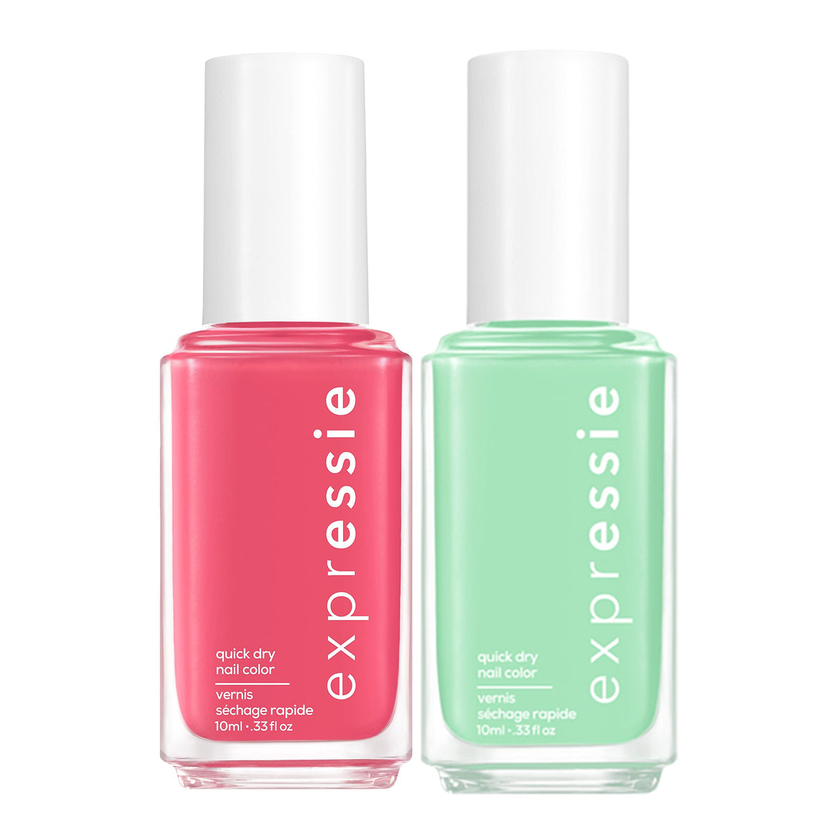 essie expressie quick-dry nail polish, vegan formula, pink, green, pink and green, 8-free vegan, 1 kit