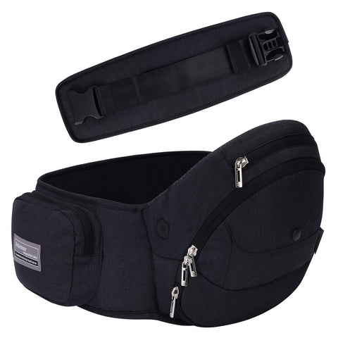 Bebamour Baby Carrier Hip Seat 0-36 Months Lightweight 3 in 1 Baby Carrier Newborn to Toddler HipSeat (with Waist Extender, Fold Series, Black)