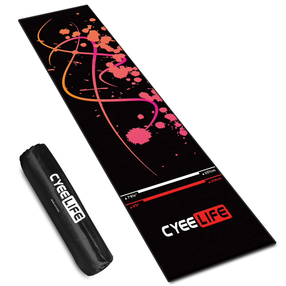 CyeeLife Dart Mat Length 295cm,Width 65cm with Carry bag and Start Lines and Colorful Printing for Steel and Soft Tip Darts Games