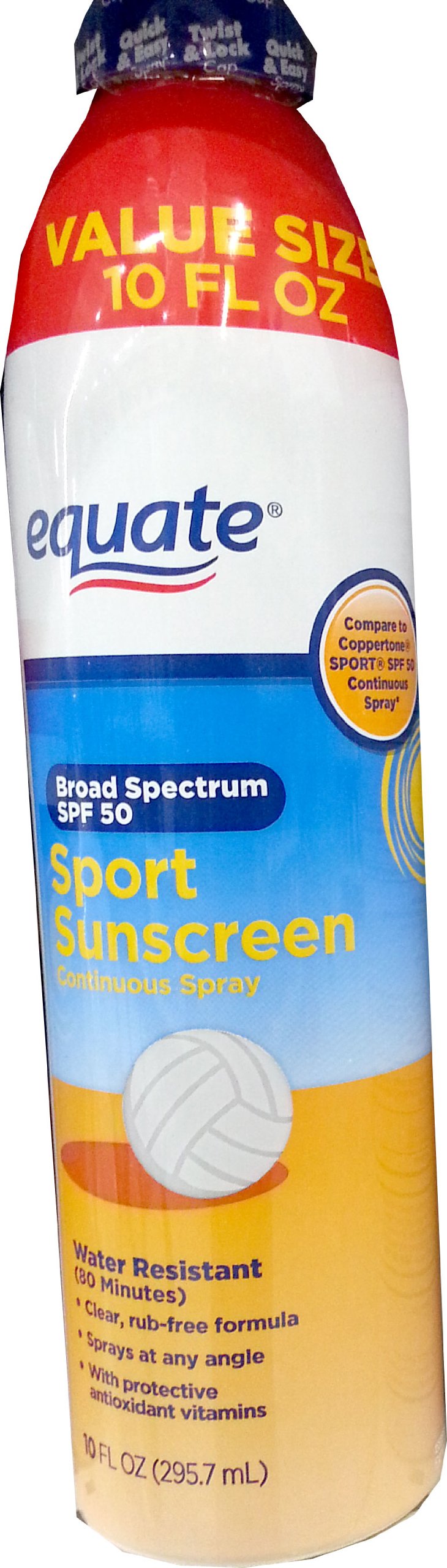 Equate Sport Sunscreen SPF 50 Broad Spectrum 10oz Value Size Compare to Coppertone Sport by Equate
