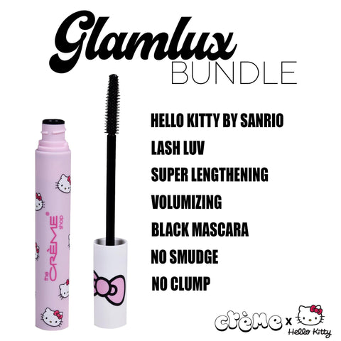 Glam Lux Beauty Bundle Pink Tumbler Gift Set The Creme Shop X Hello Kitty Lash Luv Mascara Super Volume Lengthening & Blissful Liquid Blush
