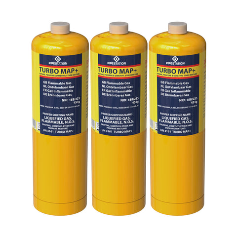 3x MAPP Map Plus 435g Bottle Disposable Gas Cylinder plumbers torch jet burner