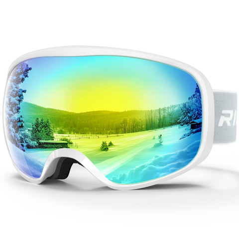 RIOROO Kids Ski Goggles- Skiing Goggles Kids 3-14 Years Compatible with OTG Over Helmet for Boys Girls, Anti-fog 100% UV Protection, Anti-glare Ski Goggles, for Skiing Snowboarding other Winter Sports