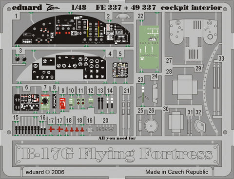 Eduard Accessories - 49337 Model-Making Accessory B 17g Flying Fortress Cockpit Interior for Revell/Monogram Kit