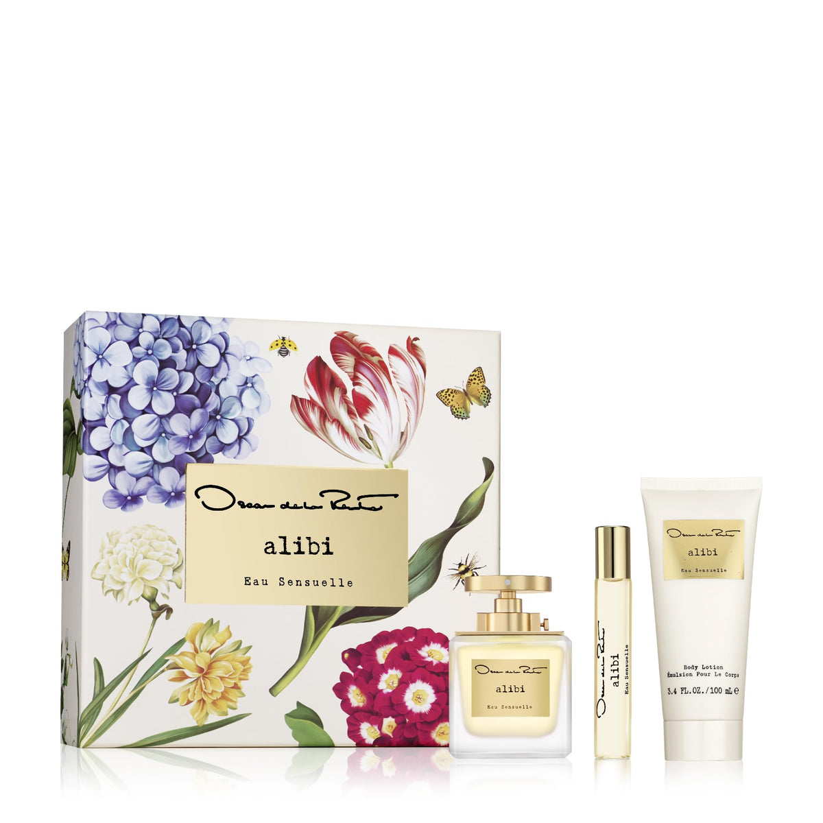 Oscar de la Renta Alibi Eau Sensuelle Eau de Parfum 3 Piece Gift Set for Women - Perfume Spray 3.4 Fl. Oz, Purse Spray, Travel Spray 0.5 Fl. Oz, and Body Lotion 3.4 Fl. Oz