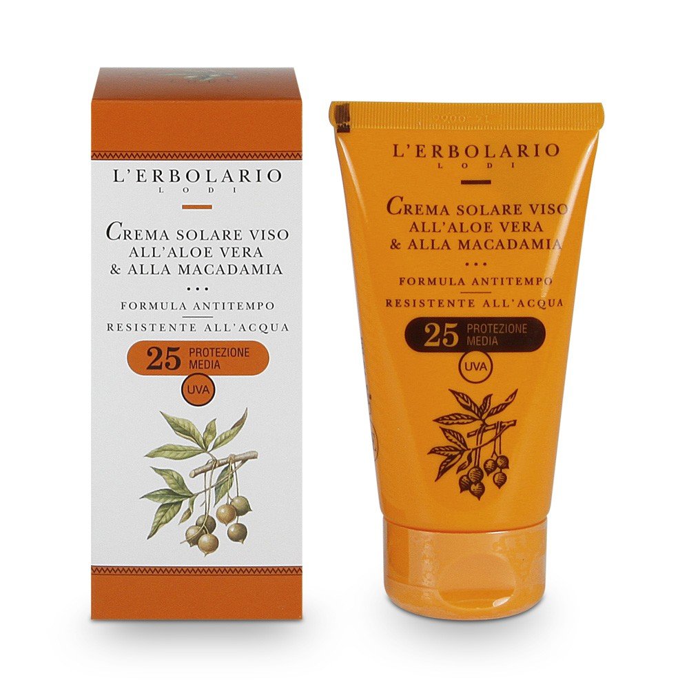 LErbolario Face Sun Cream containing Aloe Vera and Macadamia Nut with SPF 25