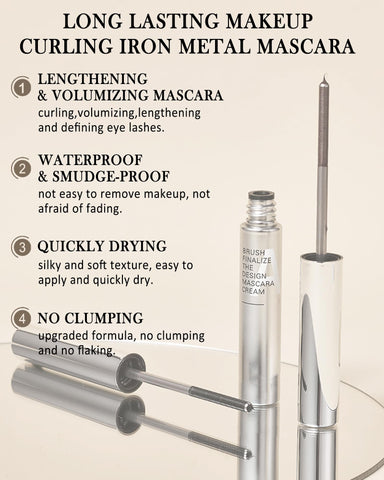 Washable Metal Rod 3D Mascara-1Pcs Waterproof Black Extra Slim Tubing Mascara Volume and Length,Long Lasting Smudge-proof Curling Eyelash Iron Brush Wand Mascara,Mother's Day Gift for Women-01Black