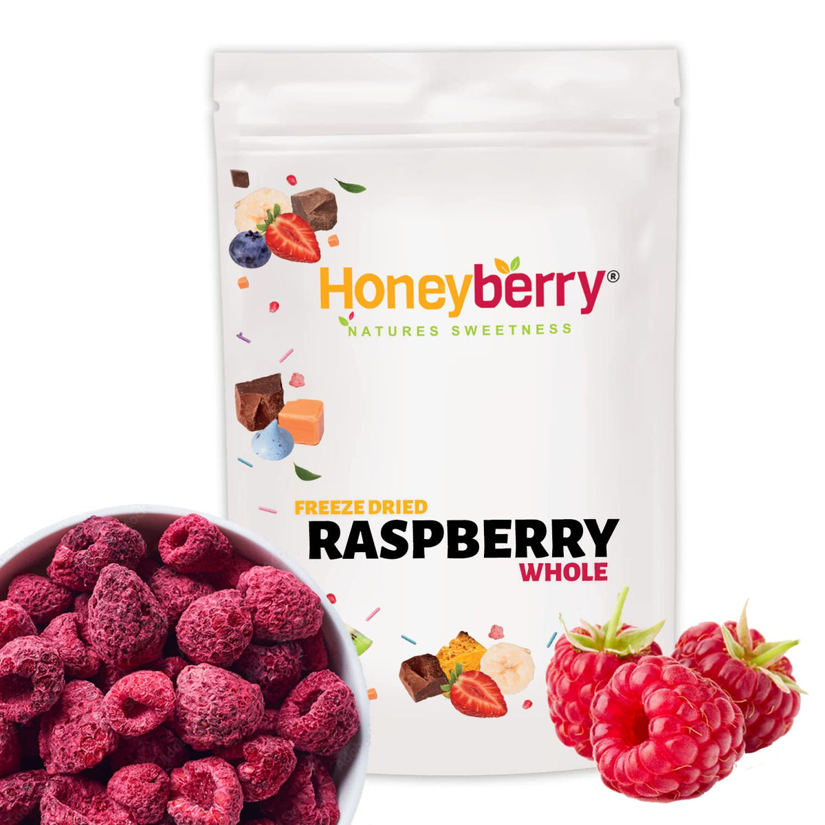 Freeze Dried Raspberry Whole 50g - 100% Natural Freeze Dried Fruits - Dry Raspberries Perfect for Baking, Cake Decorations, Keto Snack, Cocktail Garnish - Dehydrated Berries for Drinks or Snacking