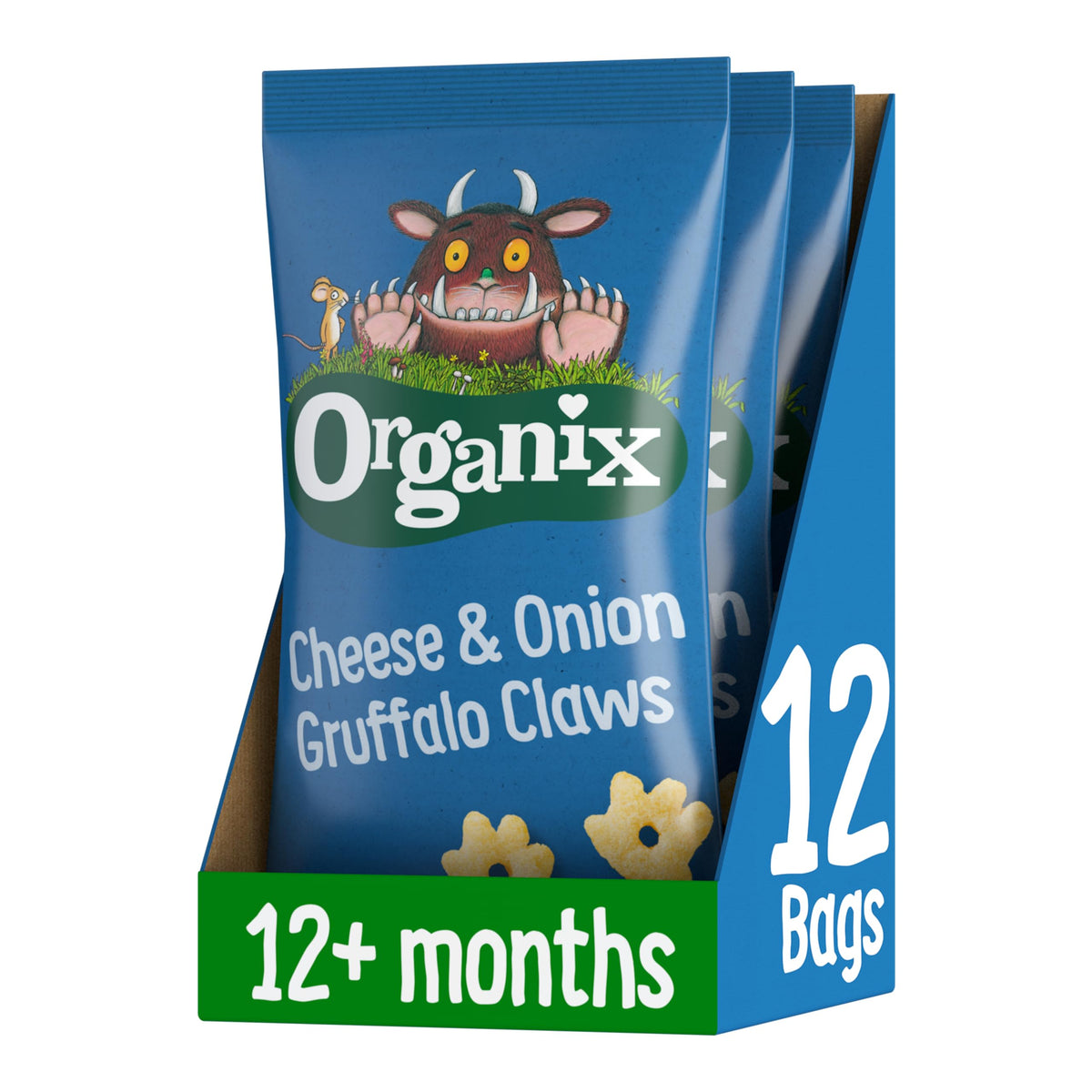 Organix Cheese & Onion Gruffalo Claws Toddler Snack Puffs 12+ Months Multipack 4x15g (Pack of 3)