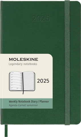 Moleskine Classic 12 Month 2025 Weekly Planner, Hard Cover, Pocket (3.5" x 5.5"), Myrtle Green, 144 pages
