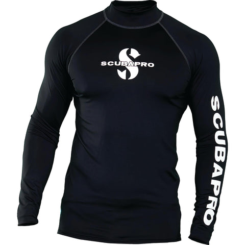SCUBAPRO Men's Standard UPF 50 Rash Guard, Long Sleeve, Black, L