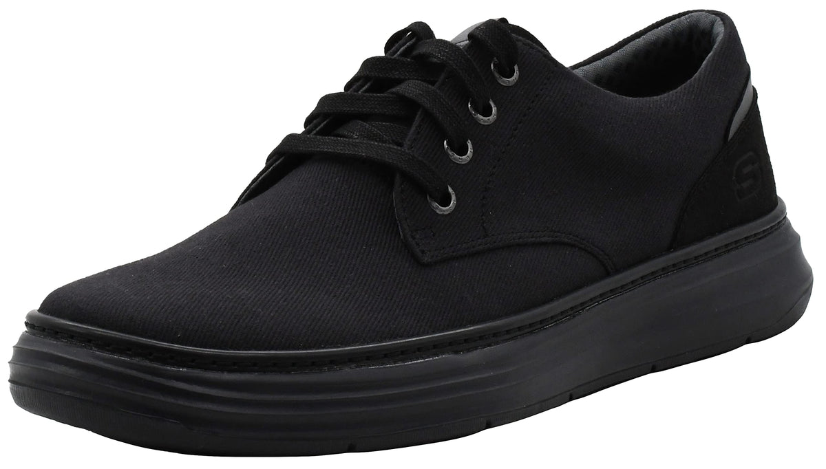 Skechers Men's Moreno Canvas Oxford Shoe, Black/Black, 9.5