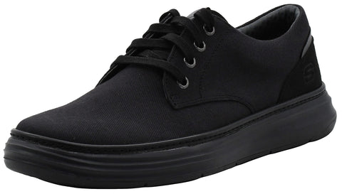 Skechers Men's Moreno Canvas Oxford Shoe, Black/Black, 9.5