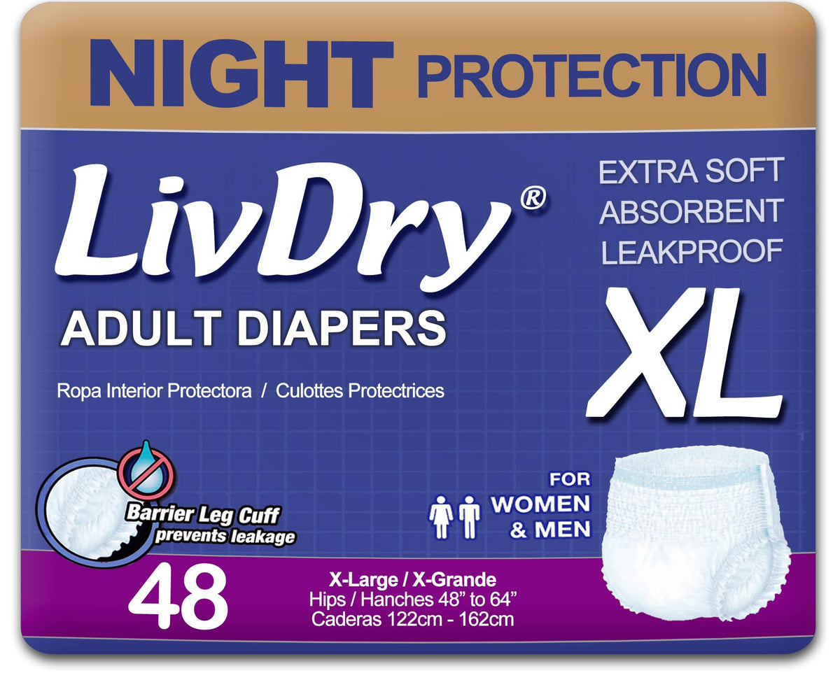LivDry Overnight Protective Underwear XL Size Count: 48