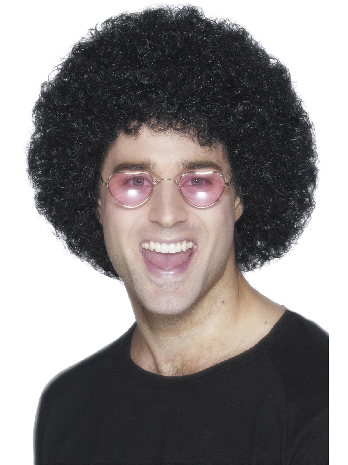 Smiffys Afro Wig, Economy, Black , 1970's Disco Fancy Dress, Adult Dress Up Wigs