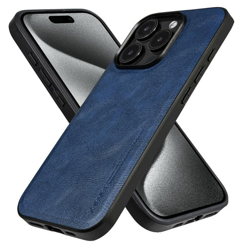 X-level Compatible with iPhone 15 Pro Max Case, Premium PU Leather Soft TPU Bumper Shockproof Protective Phone Case Slim Cover for iPhone 15 Pro Max - Blue