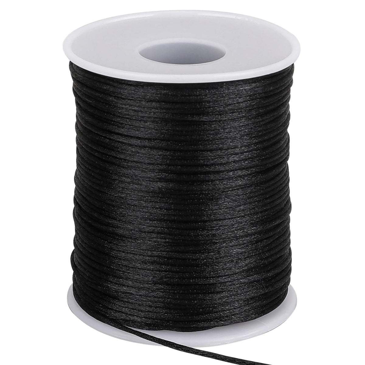 1.5mm X 110 Yards Nylon Satin Cord Black Necklace String Wind Chime Cord Replacement for Bracelet Jewelry Making Macrame Waxed Trim Cord Multi-Use Silk Cord for Braided Beading, Lanyards, Craft