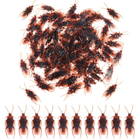 XPEX Pack of 50 Cockroaches Halloween Decorations, Plastic Insects, Realistic Bugs Made of Plastic, Realistic Insect Toy, Halloween Teasing Prank Props