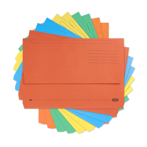 Elba Foolscap Document Wallets, Assorted Colours, A4+, Pack of 10 Folders