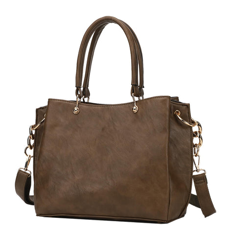 KL928 Women Designer Handbag and Purse, PU Leather Top Handle Satchel Shoulder Bag Tote Bag for Ladies, Khaki