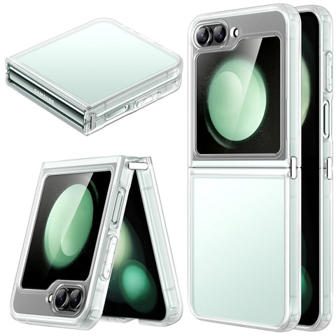 JETech Matte Case for Samsung Galaxy Z Flip 5 2023, Translucent Frosted PC Back with Shock-Absorbing TPU Frame Protective Phone Cover (Frosted Clear)