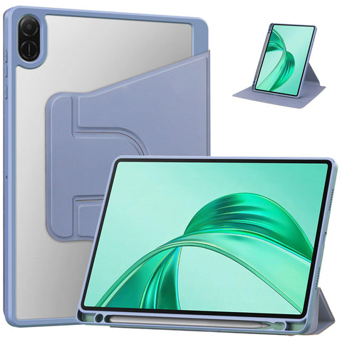 EspZanthic Rotating Case for Honor Pad X8a/Honor Pad X9 11 Inch 2024 with Pen Holder, 360Â° Rotating Tri-Fold Stand, Clear Shockproof Back Cover, Lavender