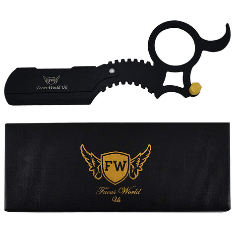 Focus World BARBER BLACK SALON STRAIGHT WET SHAVING RING RAZOR RASOI VINTAGE