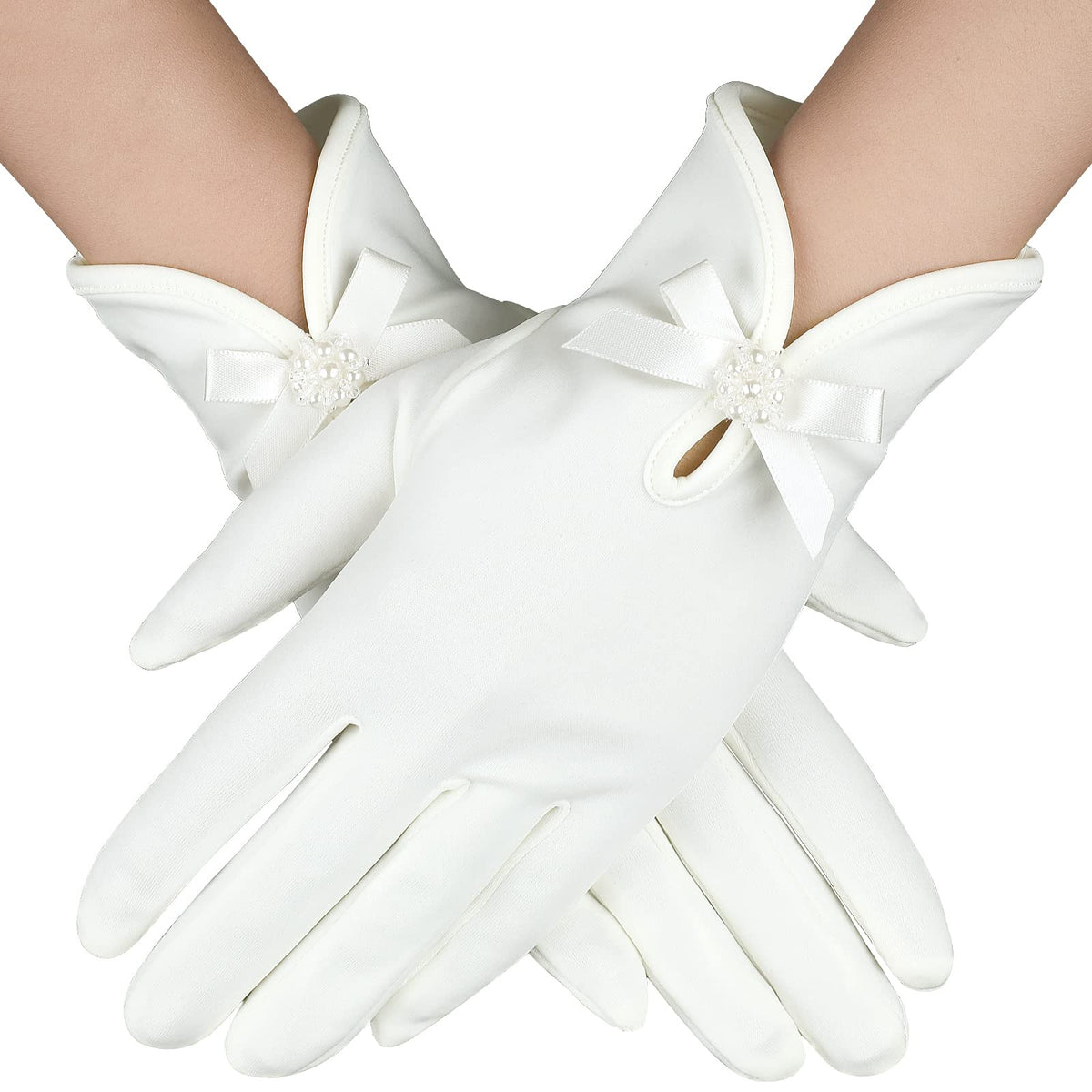 Short Satin Gloves Wrist Length Gloves Women's Gown Gloves Opera Bridal Banquet Dress Glove for Wedding Opera Party