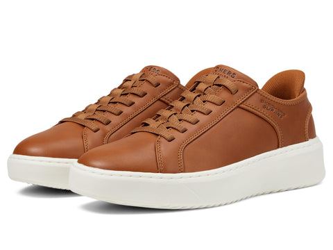 Skechers Men's Court Break-Double Vented Hands Freee Slip-Ins Sneaker, Cognac, 10.5
