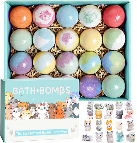 Kids Bath Bombs with Surprise Inside, 20 Pack Kids Bath Bombs Gift Set, Natural Organic Bubble Bath Kids Foam Bath, Kids Birthday Gifts for Girls Boys