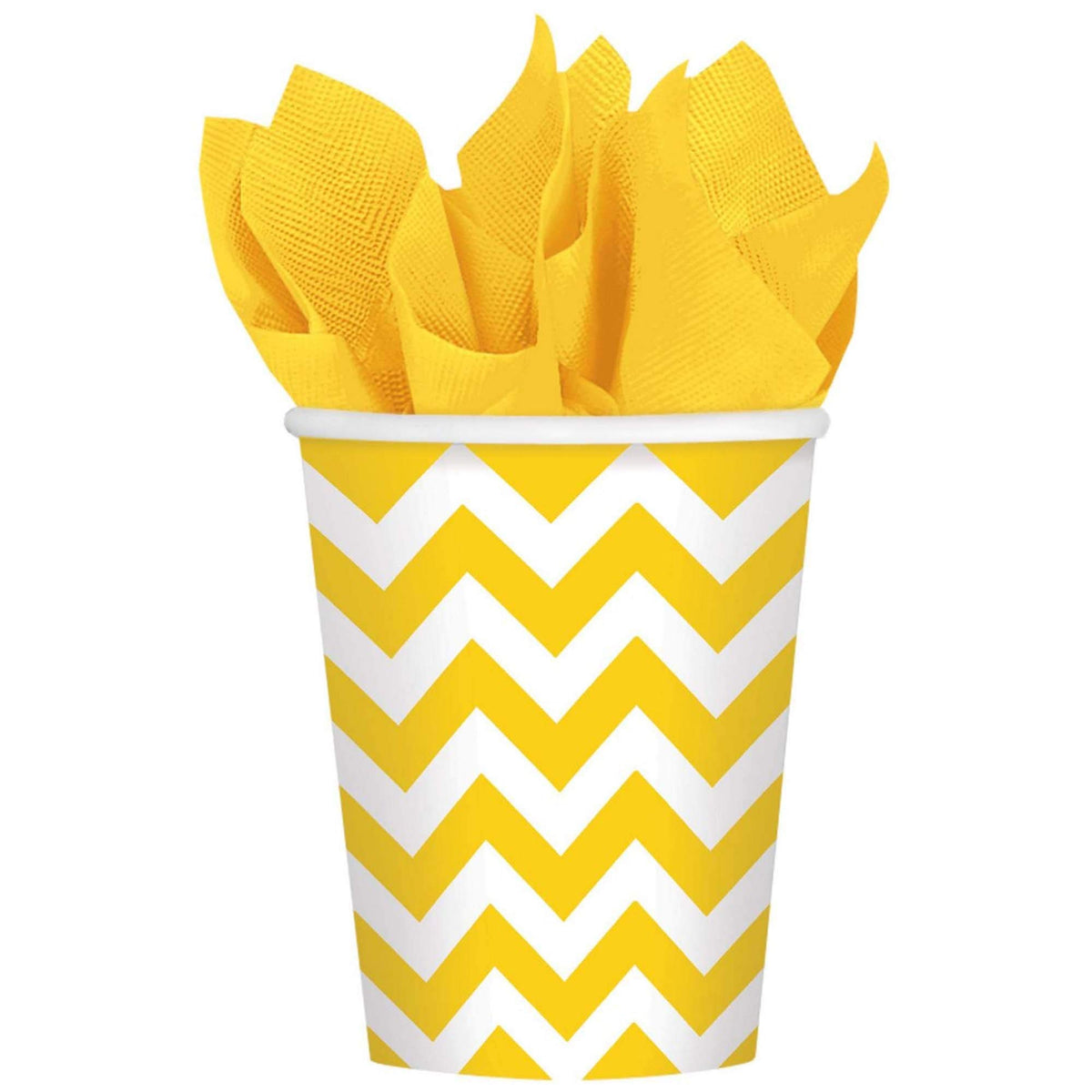 Amscan Party Supplies Sunshine Yellow Chevron Paper Cups (8Piece), Multi Color